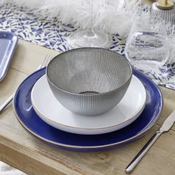 Gifi Vaisselle Et Accessoires De Table^Assiette à dessert Oslo blanche bord doré Ø19cm