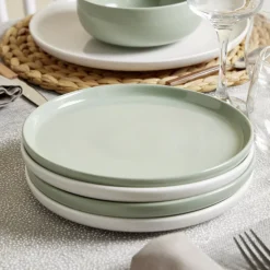 Gifi Vaisselle Et Accessoires De Table^Assiette à dessert Oslo en grès vert Ø20cm