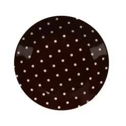 Gifi Vaisselle Et Accessoires De Table^Assiette à dessert porcelaine chocolat pois ivoire