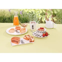 Gifi Vaisselle Et Accessoires De Table^Assiette à dessert porcelaine blanche style tropical ananas