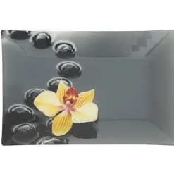 Gifi Vaisselle Et Accessoires De Table^Assiette à dessert rectangulaire motif galet et fleur