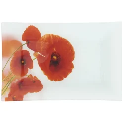 Gifi Vaisselle Et Accessoires De Table^Assiette à dessert rectangulaire motif coquelicot