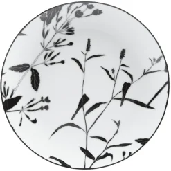 Gifi Vaisselle Et Accessoires De Table^Assiette à dessert ronde blanche décor tiges feuilles noires