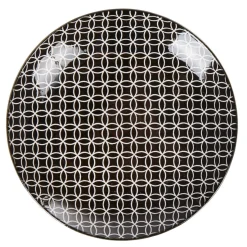 Gifi Vaisselle Et Accessoires De Table^Assiette à dessert ronde blanche motif géométrique noir