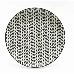 Gifi Vaisselle Et Accessoires De Table^Assiette à dessert ronde blanche à motif chevron noir