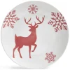 Gifi Vaisselle Et Accessoires De Table^Assiette à dessert ronde Ø19,5cm motif cerf flocon blanc et rose