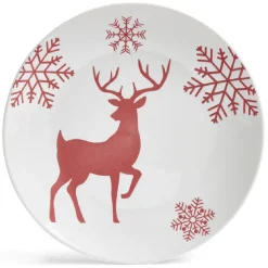 Gifi Vaisselle Et Accessoires De Table^Assiette à dessert ronde Ø19,5cm motif cerf flocon blanc et rose
