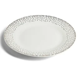 Gifi Vaisselle Et Accessoires De Table^Assiette à dessert ronde Ø19cm porcelaine pois blanc et doré