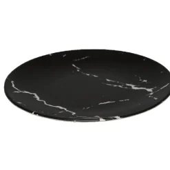 Gifi Vaisselle Et Accessoires De Table^Assiette à dessert ronde décor marbre noir et blanc