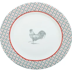 Gifi Vaisselle Et Accessoires De Table^Assiette à dessert ronde design poule rebord motif triangulaire