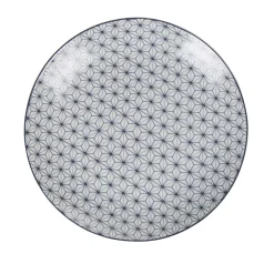 Gifi Vaisselle Et Accessoires De Table^Assiette à dessert ronde motif géométrique prisme blanc et bleu