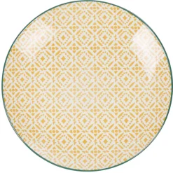 Gifi Vaisselle Et Accessoires De Table^Assiette à dessert ronde motif carreau de ciment blanc et jaune