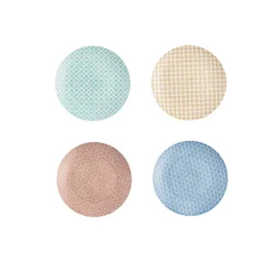 Gifi Vaisselle Et Accessoires De Table^Assiette à dessert ronde motif géométrique 4 couleurs x4