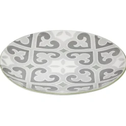 Gifi Vaisselle Et Accessoires De Table^Assiette à dessert ronde motif carreau de ciment gris et blanc