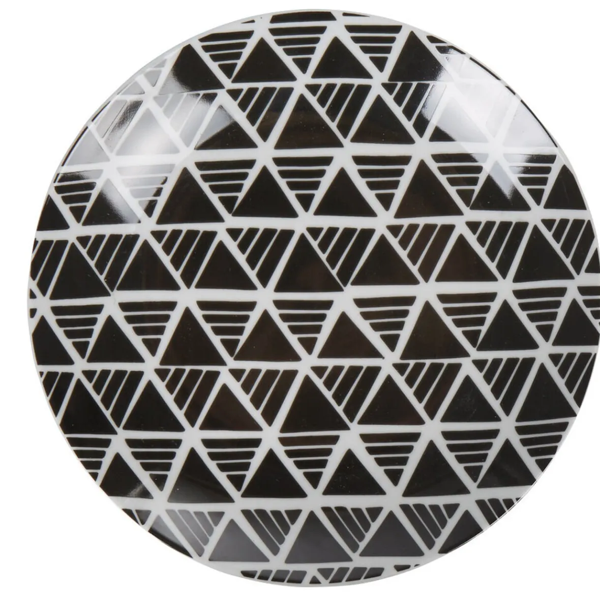 Gifi Vaisselle Et Accessoires De Table^Assiette à dessert ronde porcelaine zig zag blanc gris