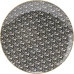 Gifi Vaisselle Et Accessoires De Table^Assiette à dessert ronde Praia motif ethnique noir blanc jaune