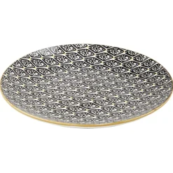 Gifi Vaisselle Et Accessoires De Table^Assiette à dessert ronde Praia motif ethnique noir blanc jaune