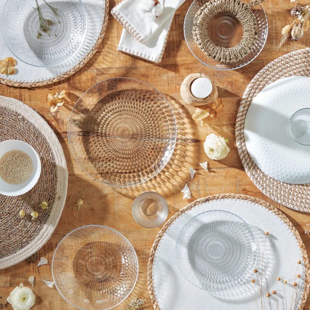 Gifi Vaisselle Et Accessoires De Table^Assiette à dessert ronde Pampilles blanc transparent Ø 19 cm