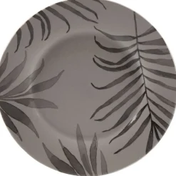Gifi Vaisselle Et Accessoires De Table^Assiette à dessert ronde taupe motif feuilles
