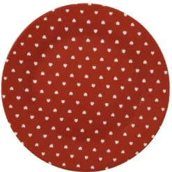 Gifi Vaisselle Et Accessoires De Table^Assiette à dessert rouge design coeurs blancs