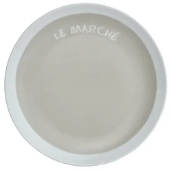 Gifi Vaisselle Et Accessoires De Table^Assiette à dessert taupe contour blanc inscription Le marché