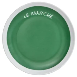 Gifi Vaisselle Et Accessoires De Table^Assiette à dessert verte contour blanc inscription Le marché