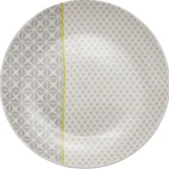 Gifi Vaisselle Et Accessoires De Table^Assiette à dessert Zanzibar motif géométrique blanc et gris