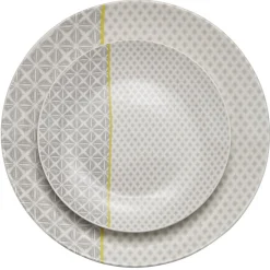 Gifi Vaisselle Et Accessoires De Table^Assiette à dessert Zanzibar motif géométrique blanc et gris