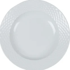Gifi Vaisselle Et Accessoires De Table^Assiette creuse blanche ronde aile damassée