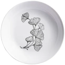 Gifi Vaisselle Et Accessoires De Table^Assiette creuse décor fleur blanc noir