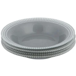 Gifi Vaisselle Et Accessoires De Table^Assiette creuse Dotty gris et blanc bord à pois x4