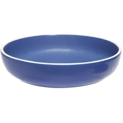 Gifi Vaisselle Et Accessoires De Table^Assiette creuse en faïence bleu avec liseré blanc
