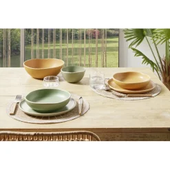 Gifi Vaisselle Et Accessoires De Table^Assiette creuse en faïence vert Ø20xH4cm