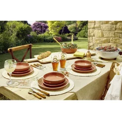 Gifi Vaisselle Et Accessoires De Table^Assiette creuse faïence Terracotta avec liseré crème
