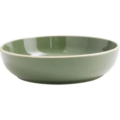 Gifi Vaisselle Et Accessoires De Table^Assiette creuse faïence vert avec liseré crème