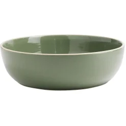 Gifi Vaisselle Et Accessoires De Table^Assiette creuse faïence vert avec liseré crème