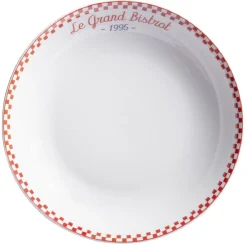 Gifi Vaisselle Et Accessoires De Table^Assiette creuse Le grand bistrot contour damier rouge blanc