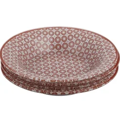 Gifi Vaisselle Et Accessoires De Table^Assiette creuse Micro blanc et rouge fleurs à pois x4
