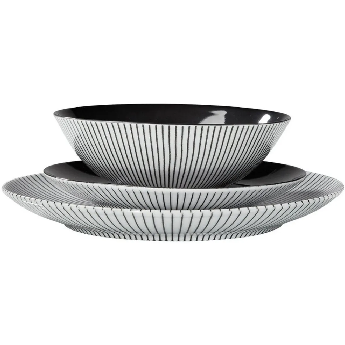 Gifi Vaisselle Et Accessoires De Table^Assiette creuse rayure noire et blanche