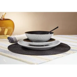 Gifi Vaisselle Et Accessoires De Table^Assiette creuse rayure noire et blanche