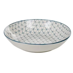 Gifi Vaisselle Et Accessoires De Table^Assiette creuse ronde blanche motif géométrique bleu Urban