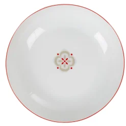 Gifi Vaisselle Et Accessoires De Table^Assiette creuse ronde motif géométrique rouge gris campagne