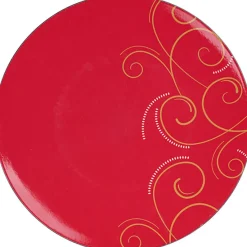 Gifi Vaisselle Et Accessoires De Table^Assiette de présentation rouge design arabesque dorée