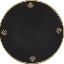 Gifi Vaisselle Et Accessoires De Table^Assiette de présentation ronde noire motifs médaillon doré