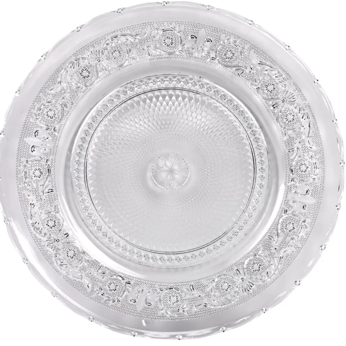 Gifi Vaisselle Et Accessoires De Table^Assiette de présentation ronde transparente ciselée