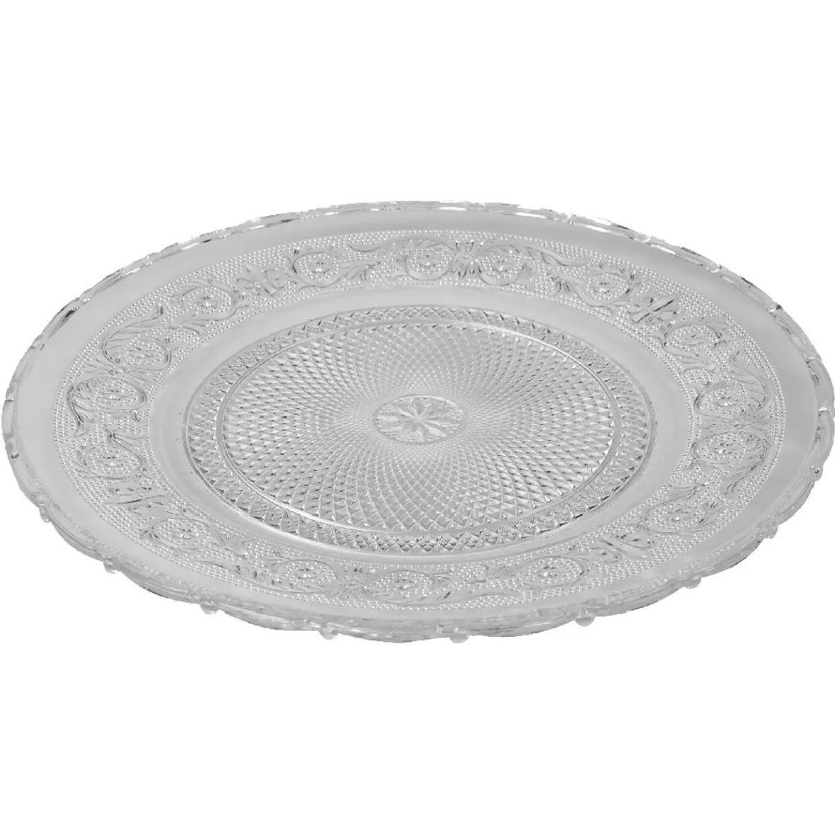 Gifi Vaisselle Et Accessoires De Table^Assiette de présentation ronde transparente ciselée