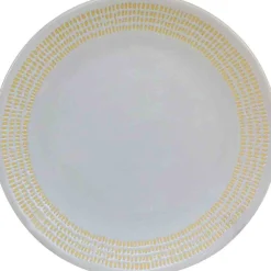 Gifi Vaisselle Et Accessoires De Table^Assiette dessert blanche contour grains de riz jaunes
