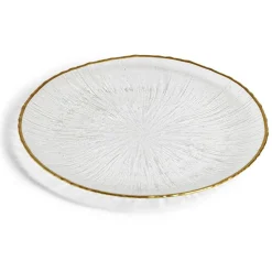 Gifi Vaisselle Et Accessoires De Table^Assiette dessert ronde verre transparent rebord doré Ø21cm