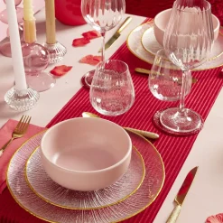 Gifi Vaisselle Et Accessoires De Table^Assiette dessert ronde verre transparent rebord doré Ø21cm