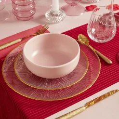 Gifi Vaisselle Et Accessoires De Table^Assiette dessert ronde verre transparent rebord doré Ø21cm
